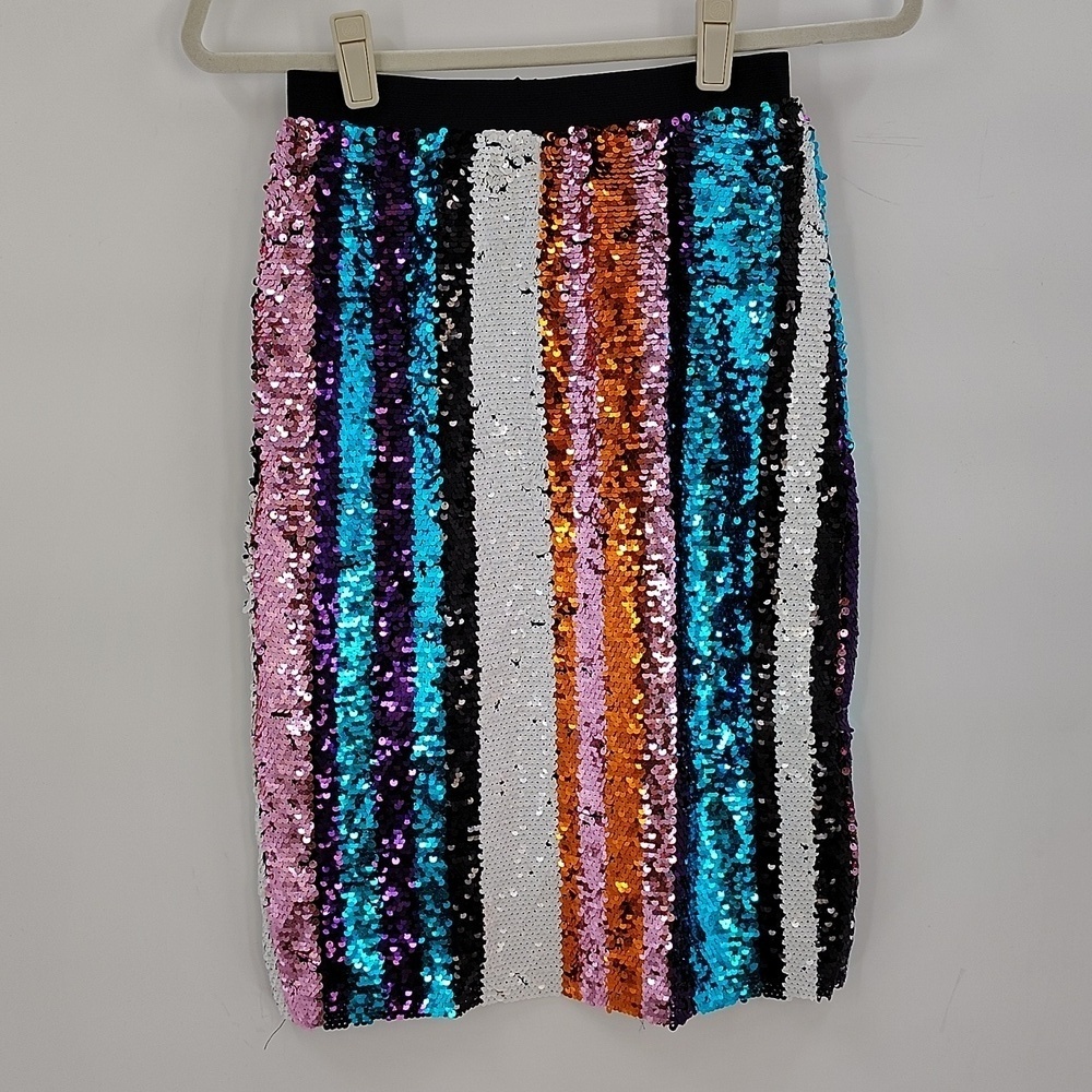 Davi and Dani Sequin Skirt Size Small Multi Color Stretch